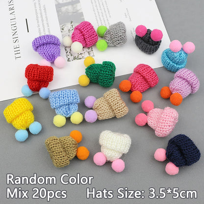 Mini Santa Hat  Scarf Set - 2024 Christmas Costume for Cats Rabbits Dolls DIY Party Decoration - ZOOMNSTORE