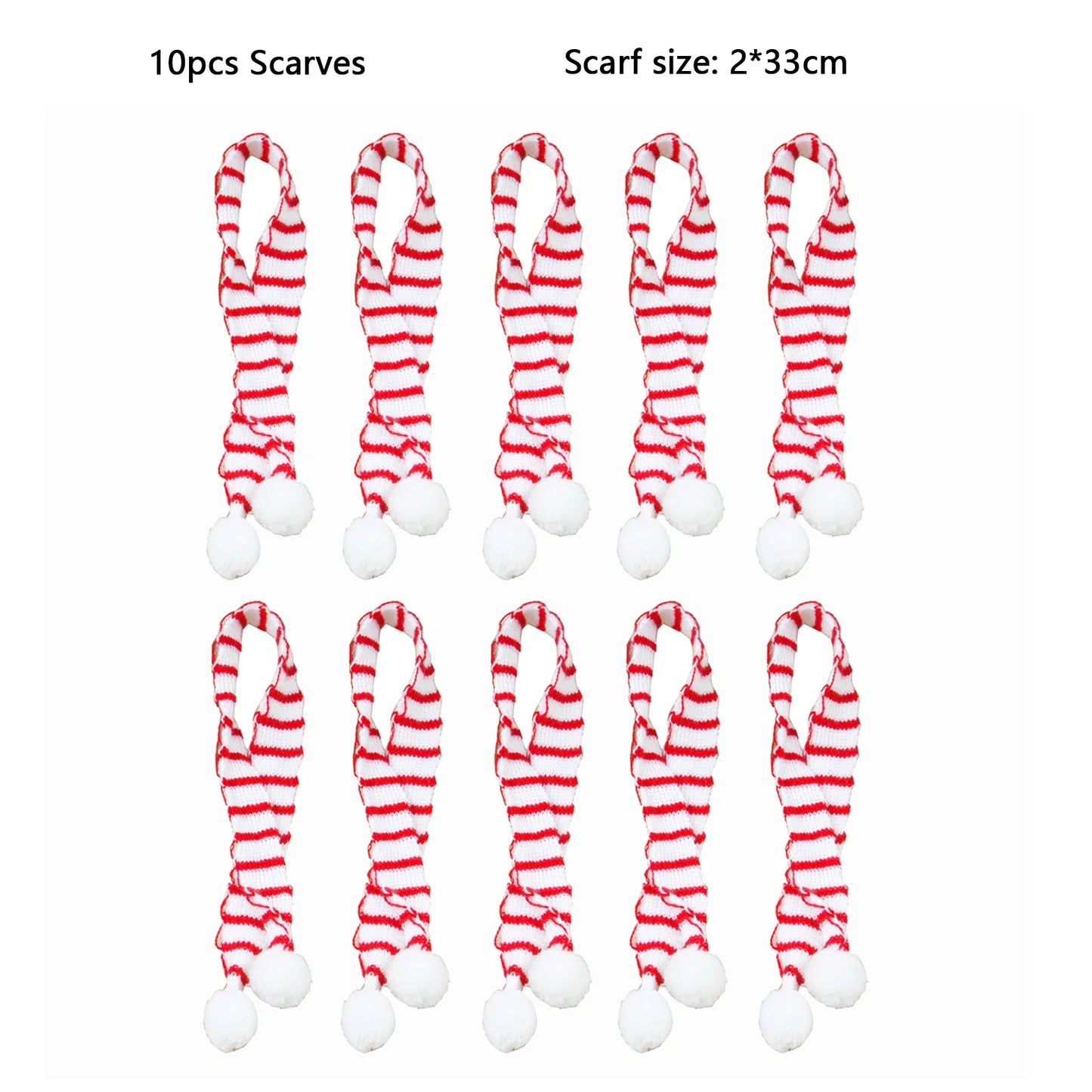 Mini Santa Hat  Scarf Set - 2024 Christmas Costume for Cats Rabbits Dolls DIY Party Decoration - ZOOMNSTORE