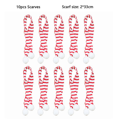 Mini Santa Hat  Scarf Set - 2024 Christmas Costume for Cats Rabbits Dolls DIY Party Decoration - ZOOMNSTORE