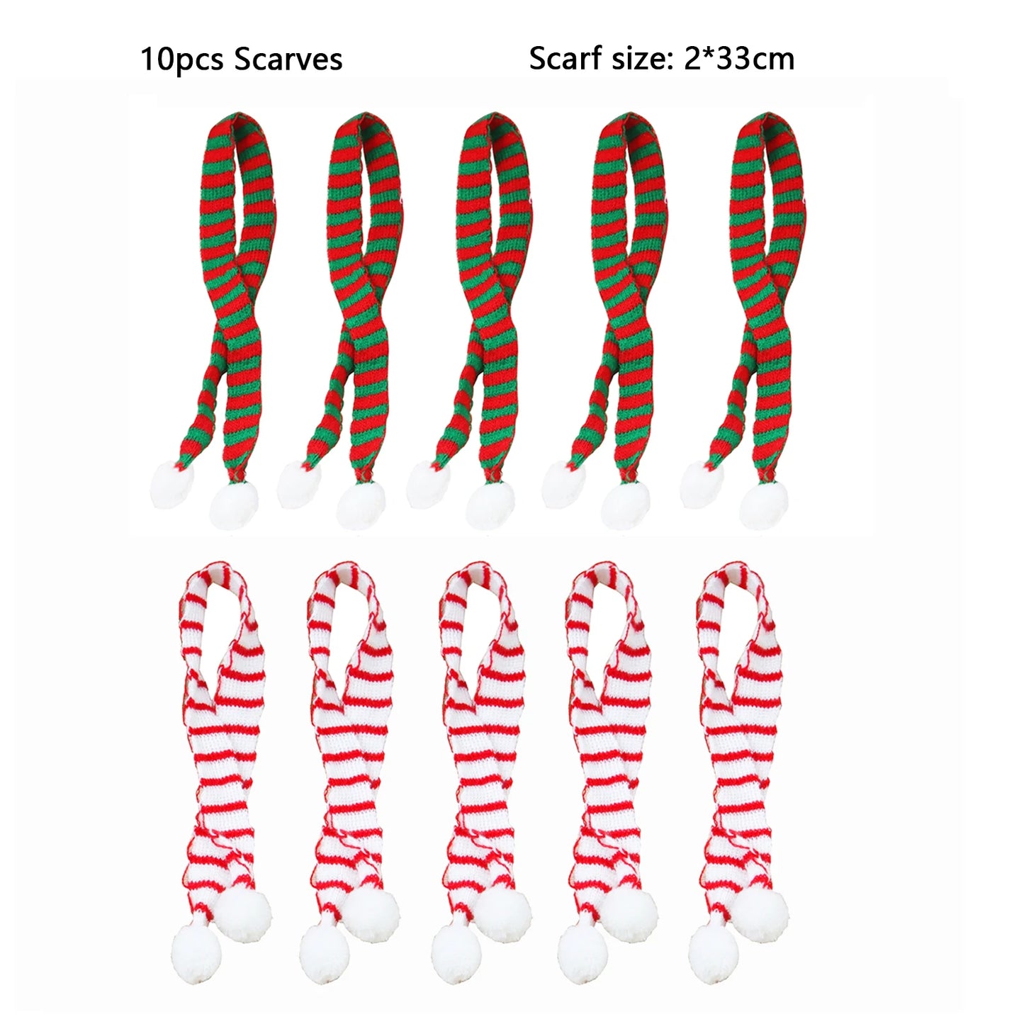 Mini Santa Hat  Scarf Set - 2024 Christmas Costume for Cats Rabbits Dolls DIY Party Decoration - ZOOMNSTORE
