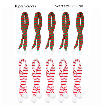 Mini Santa Hat  Scarf Set - 2024 Christmas Costume for Cats Rabbits Dolls DIY Party Decoration - ZOOMNSTORE