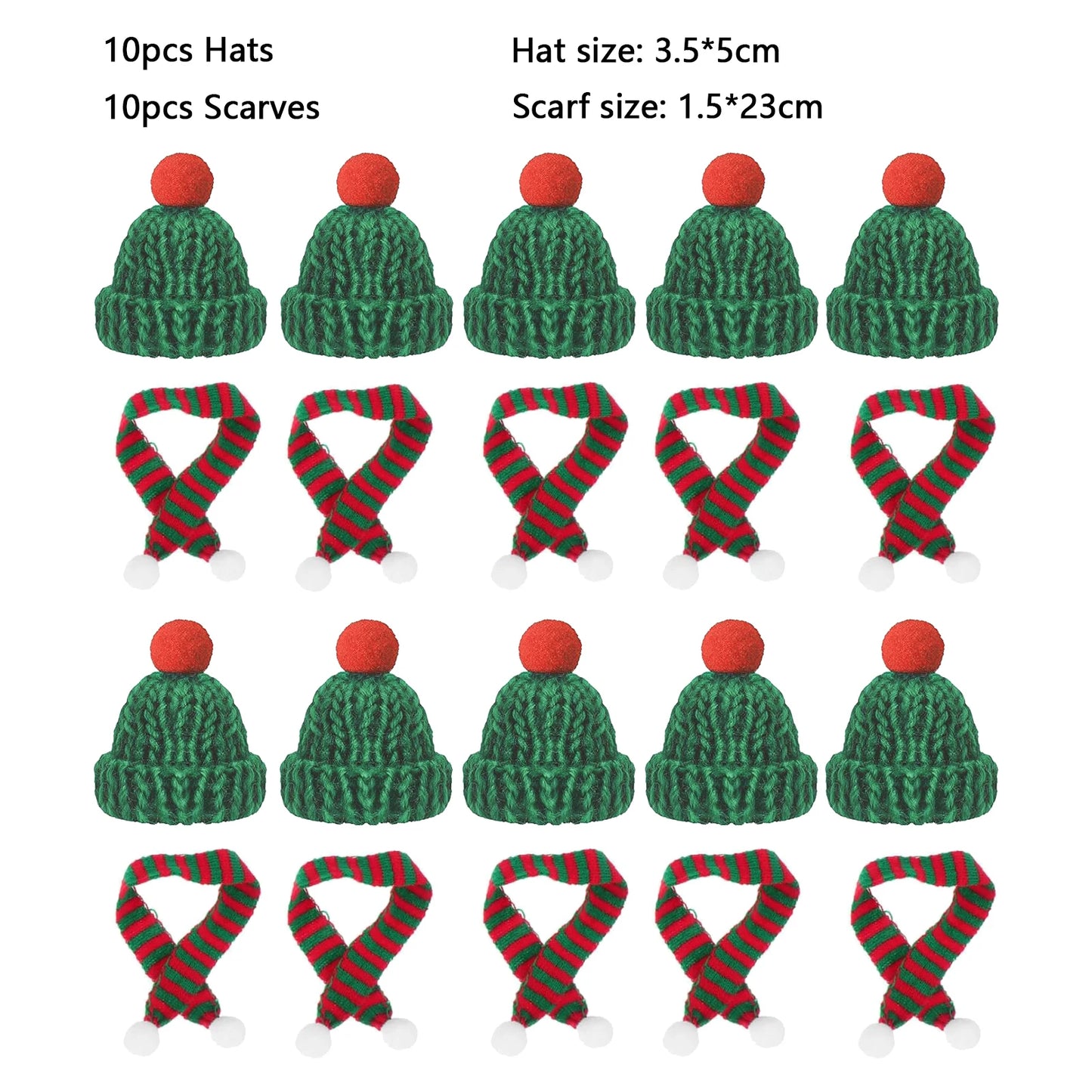 Mini Santa Hat  Scarf Set - 2024 Christmas Costume for Cats Rabbits Dolls DIY Party Decoration - ZOOMNSTORE