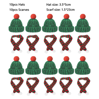 Mini Santa Hat  Scarf Set - 2024 Christmas Costume for Cats Rabbits Dolls DIY Party Decoration - ZOOMNSTORE