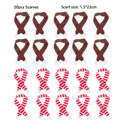Mini Santa Hat  Scarf Set - 2024 Christmas Costume for Cats Rabbits Dolls DIY Party Decoration - ZOOMNSTORE