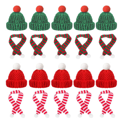 Mini Santa Hat  Scarf Set - 2024 Christmas Costume for Cats Rabbits Dolls DIY Party Decoration - ZOOMNSTORE