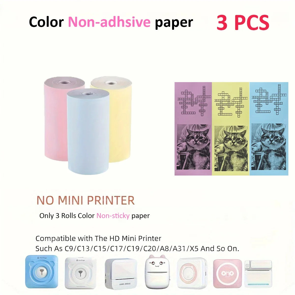 Mini Thermal Sticker Paper - 57mm Color Label Sheets for PeriPage PAPERANG Poooli Printers - ZOOMNSTORE