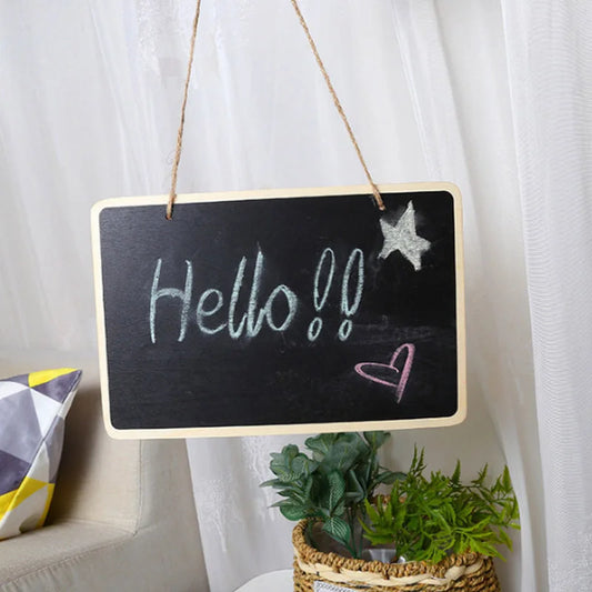 Mini Wood Chalkboard - Reusable Erasable Message Board with Hanging String & Wooden Frame - ZOOMNSTORE