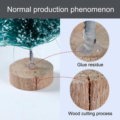 Mini Wooden Christmas Tree - Small Tabletop Tree with Blue Green White & Gold Pine - ZOOMNSTORE