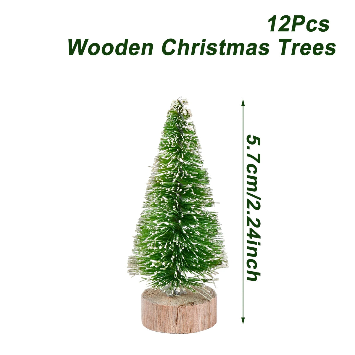 Mini Wooden Christmas Tree - Small Tabletop Tree with Blue Green White & Gold Pine - ZOOMNSTORE