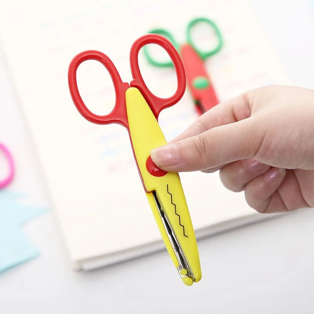 Mr.paper 6 Styles Minimalistic Lace Scissors Wavy Pattern Small Round Head Children Special Student Art Tool Stationery Scissor - ZOOMNSTORE