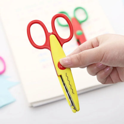 Mr.paper 6 Styles Minimalistic Lace Scissors Wavy Pattern Small Round Head Children Special Student Art Tool Stationery Scissor - ZOOMNSTORE