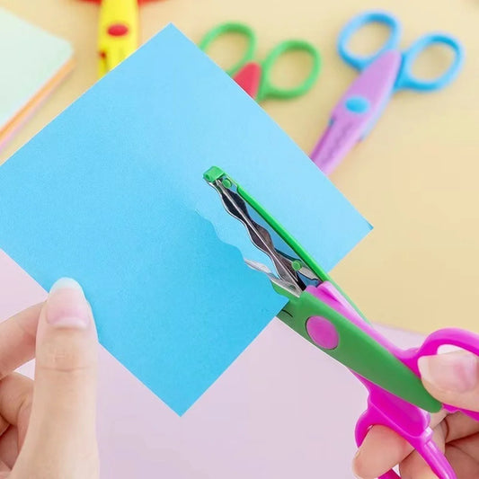 Mr.paper 6 Styles Minimalistic Lace Scissors Wavy Pattern Small Round Head Children Special Student Art Tool Stationery Scissor - ZOOMNSTORE