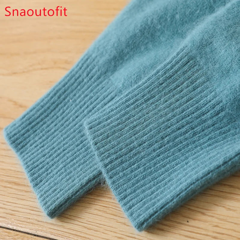 Men's 100% Pure Mink Cashmere Sweater O-Neck Pullovers Knit Sweater Autumn and Winter New Long Sleeve High-End Jumpers Mink Tops - ZOOMNSTORE