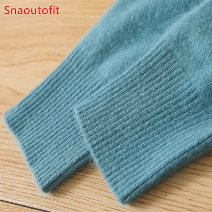 Men's 100% Pure Mink Cashmere Sweater O-Neck Pullovers Knit Sweater Autumn and Winter New Long Sleeve High-End Jumpers Mink Tops - ZOOMNSTORE