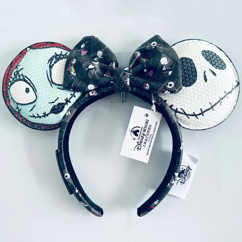 Disney Minnie Ear Headband For Women Disneyland Headband Mickey Adult/Child Ears Leather Plush Sequin Cosplay Girls Accessories - ZOOMNSTORE