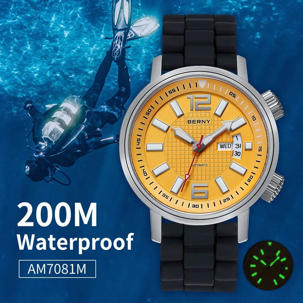 Miyota 8205 20ATM Diver Automatic Mechanical Watch Men Sport Luminous Sapphire Waterproof Wristwatch Swimming Self Winding Watch - ZOOMNSTORE