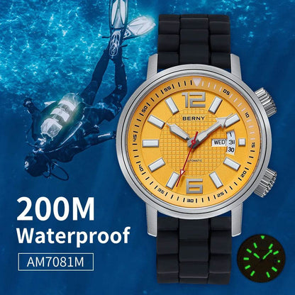 Miyota 8205 20ATM Diver Automatic Mechanical Watch Men Sport Luminous Sapphire Waterproof Wristwatch Swimming Self Winding Watch - ZOOMNSTORE