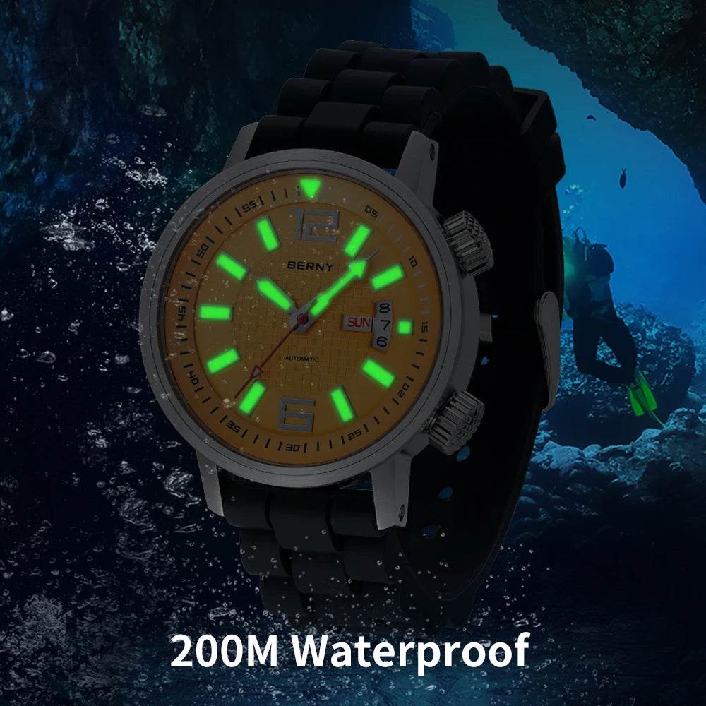 Miyota 8205 20ATM Diver Automatic Mechanical Watch Men Sport Luminous Sapphire Waterproof Wristwatch Swimming Self Winding Watch - ZOOMNSTORE