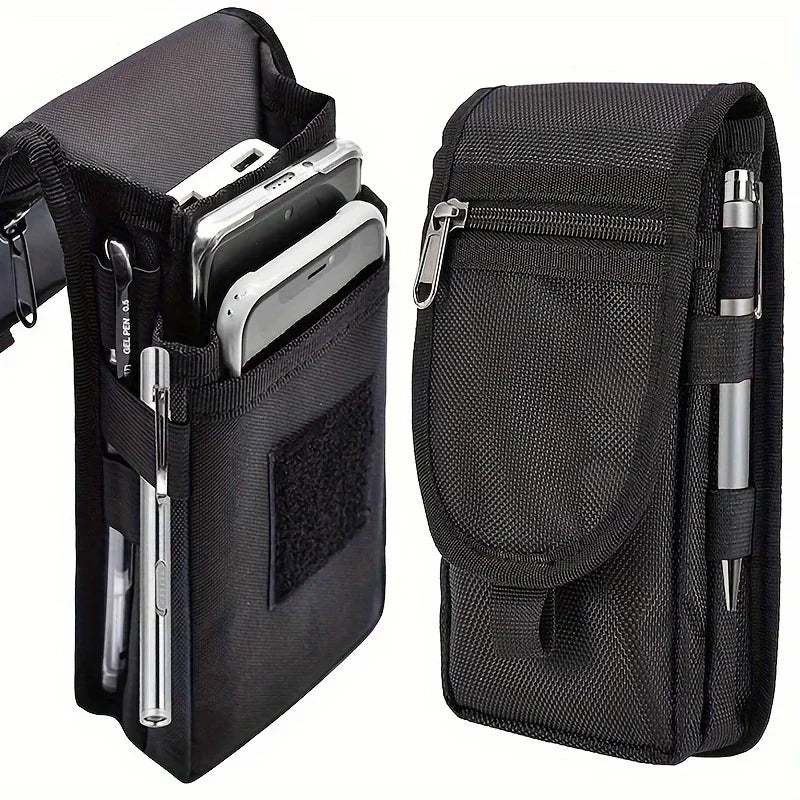 Mobile Phone Waist Bag – Durable Canvas Crossbody Pouch with Flip Top & Pen Slot - ZOOMNSTORE