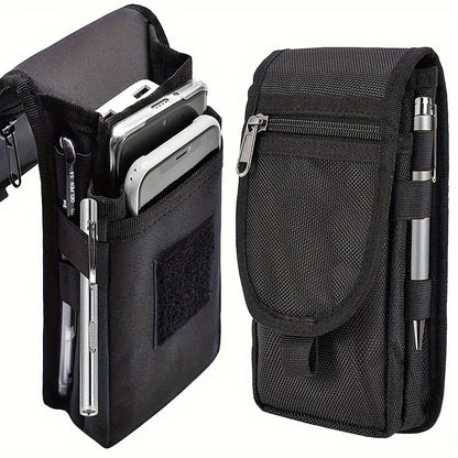 Mobile Phone Waist Bag – Durable Canvas Crossbody Pouch with Flip Top & Pen Slot - ZOOMNSTORE