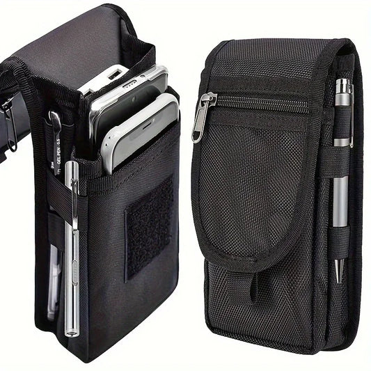 Mobile Phone Waist Bag – Durable Canvas Crossbody Pouch with Flip Top & Pen Slot - ZOOMNSTORE