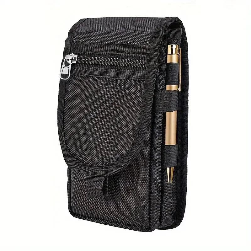Mobile Phone Waist Bag – Durable Canvas Crossbody Pouch with Flip Top & Pen Slot - ZOOMNSTORE