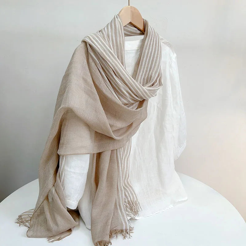 Modal Striped Scarf – Soft Warm Winter Shawl For Men & Women, Tatting Weave - ZOOMNSTORE