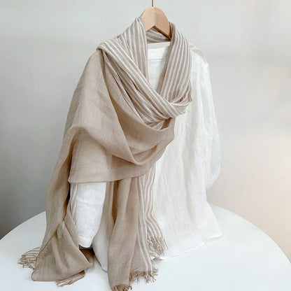 Modal Striped Scarf – Soft Warm Winter Shawl For Men & Women, Tatting Weave - ZOOMNSTORE