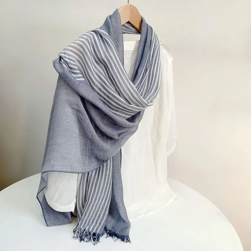 Modal Striped Scarf – Soft Warm Winter Shawl For Men & Women, Tatting Weave - ZOOMNSTORE