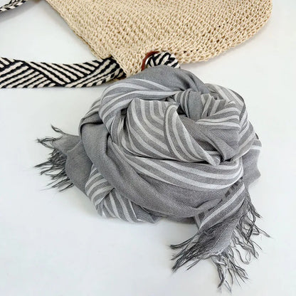 Modal Striped Scarf – Soft Warm Winter Shawl For Men & Women, Tatting Weave - ZOOMNSTORE