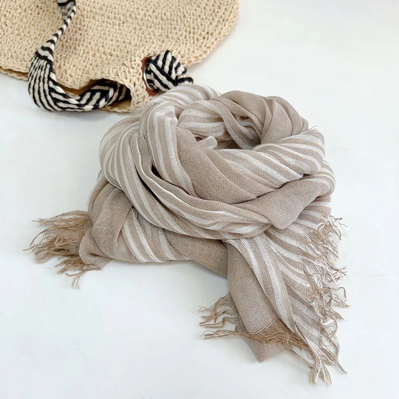 Modal Striped Scarf – Soft Warm Winter Shawl For Men & Women, Tatting Weave - ZOOMNSTORE