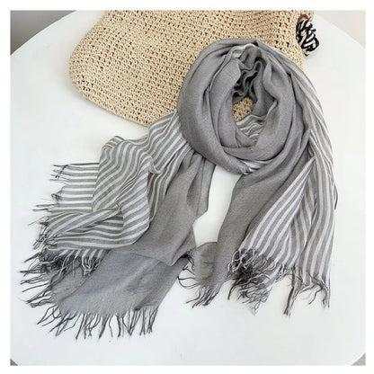 Modal Striped Scarf – Soft Warm Winter Shawl For Men & Women, Tatting Weave - ZOOMNSTORE
