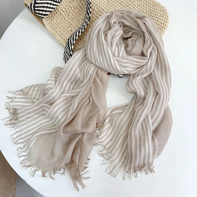 Modal Striped Scarf – Soft Warm Winter Shawl For Men & Women, Tatting Weave - ZOOMNSTORE