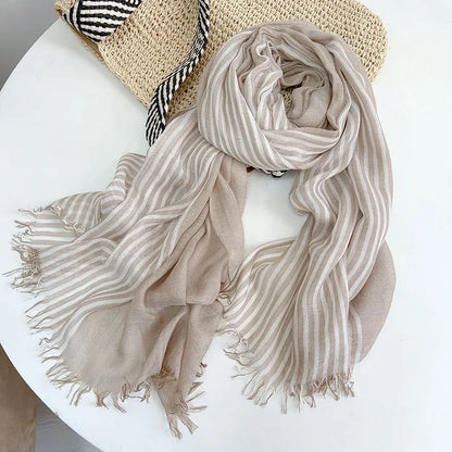 Modal Striped Scarf – Soft Warm Winter Shawl For Men & Women, Tatting Weave - ZOOMNSTORE