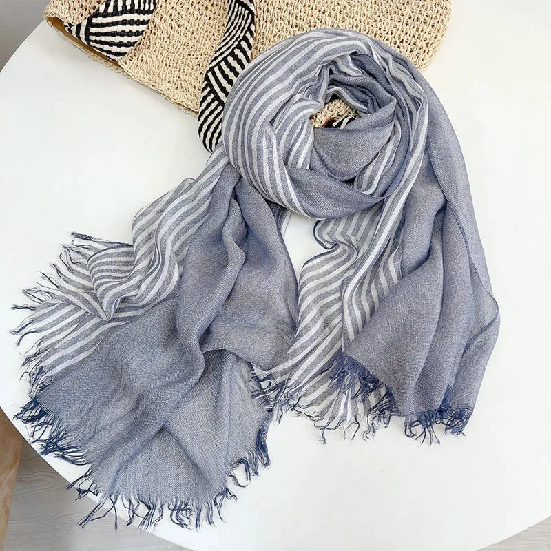 Modal Striped Scarf – Soft Warm Winter Shawl For Men & Women, Tatting Weave - ZOOMNSTORE