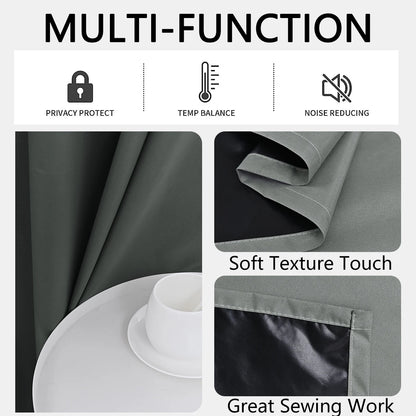2pcs Modern 100% Blackout Curtain with Coated Lining, Curains for Bedroom, Living Room, Dining Room, Bathroom, Home Decor - ZOOMNSTORE