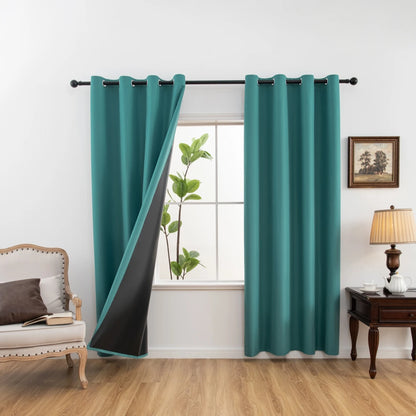 2pcs Modern 100% Blackout Curtain with Coated Lining, Curains for Bedroom, Living Room, Dining Room, Bathroom, Home Decor - ZOOMNSTORE