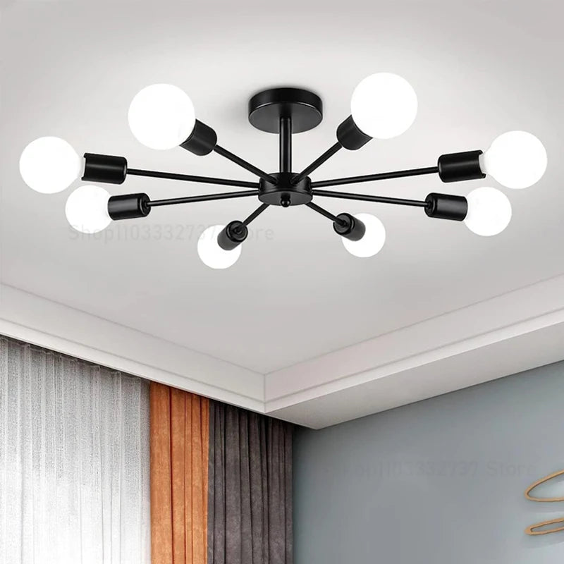 Modern Black Chandelier | Iron E27 Ceiling Light for Living & Dining Rooms - ZOOMNSTORE