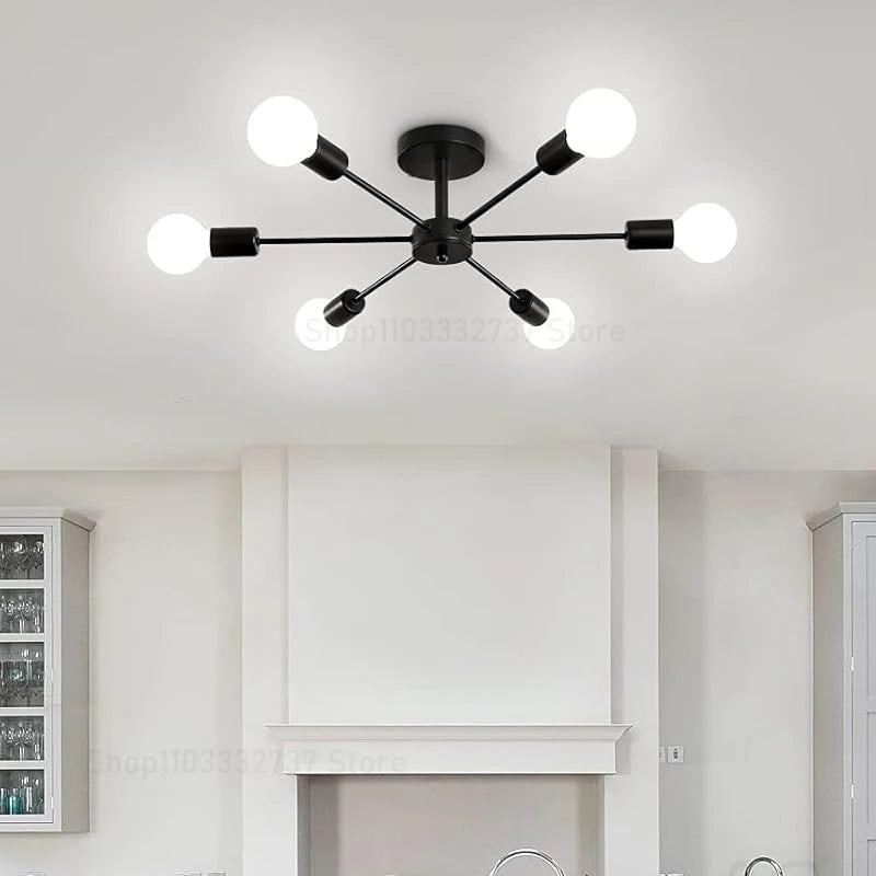 Modern Black Chandelier | Iron E27 Ceiling Light for Living & Dining Rooms - ZOOMNSTORE