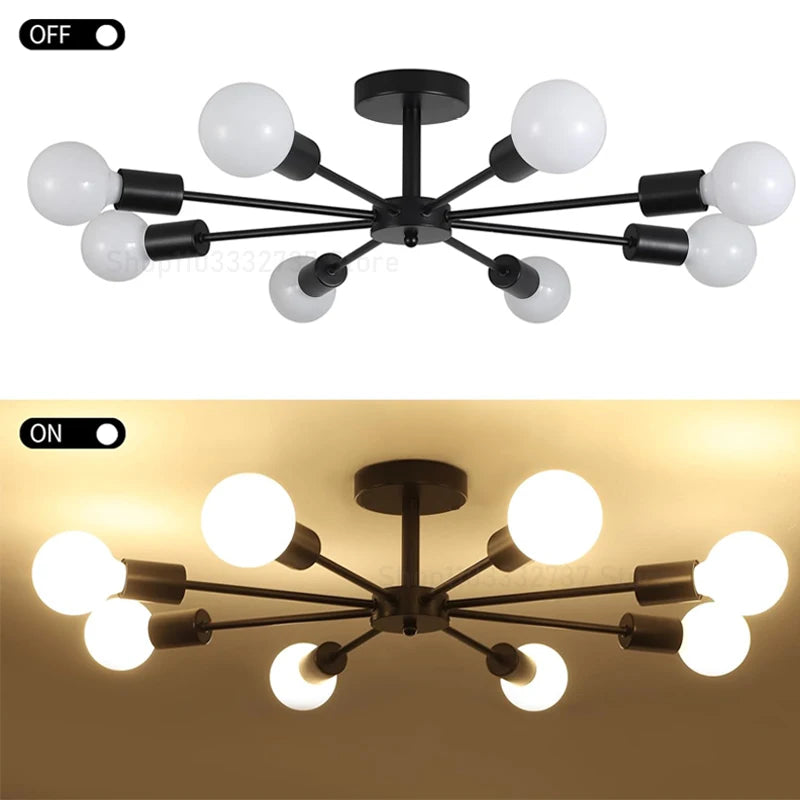 Modern Black Chandelier | Iron E27 Ceiling Light for Living & Dining Rooms - ZOOMNSTORE