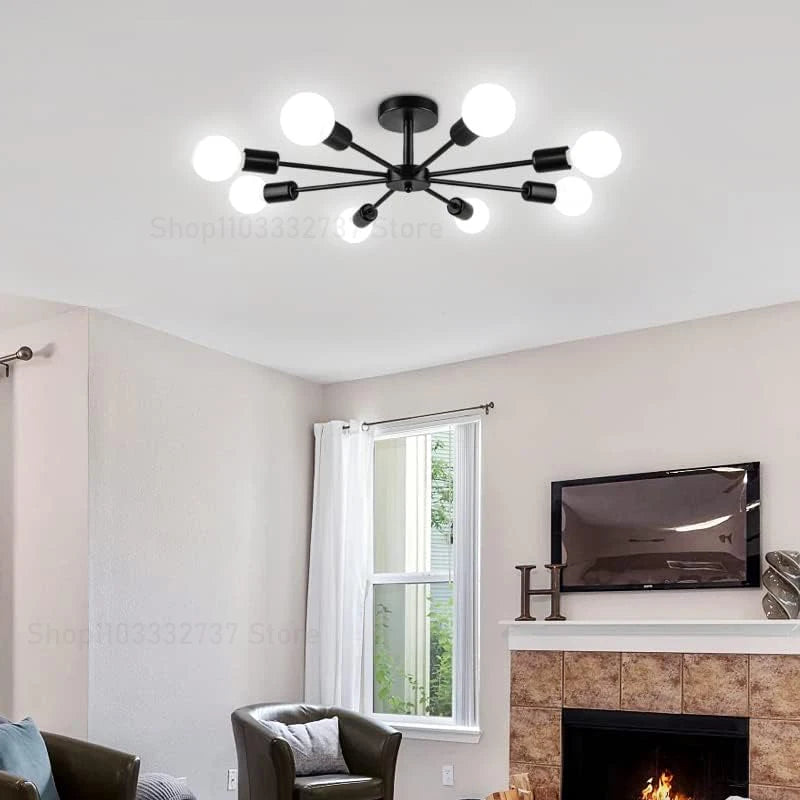Modern Black Chandelier | Iron E27 Ceiling Light for Living & Dining Rooms - ZOOMNSTORE