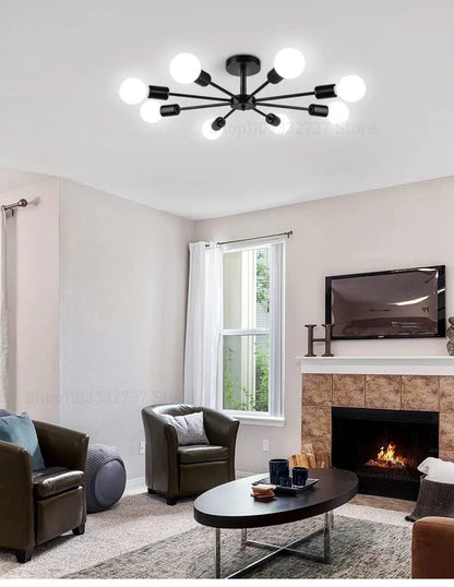 Modern Black Chandelier | Iron E27 Ceiling Light for Living & Dining Rooms - ZOOMNSTORE