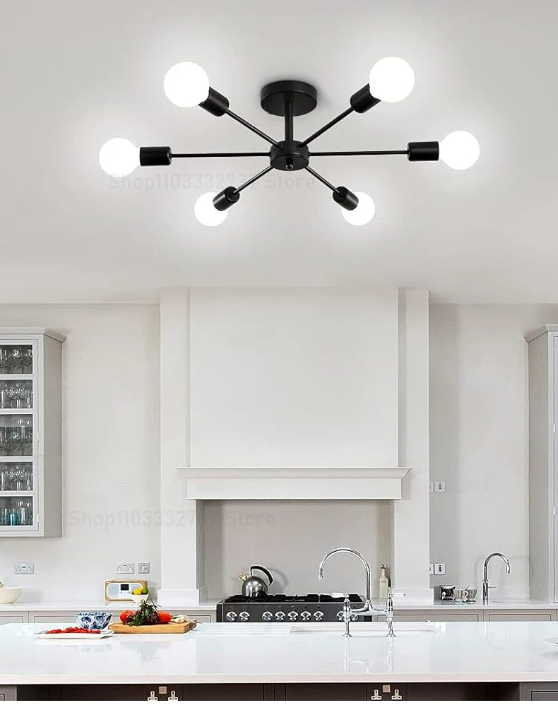 Modern Black Chandelier | Iron E27 Ceiling Light for Living & Dining Rooms - ZOOMNSTORE