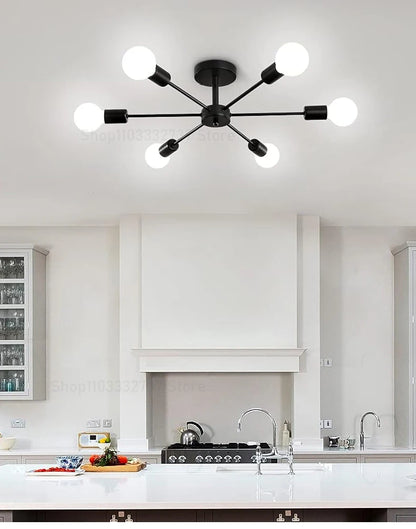 Modern Black Chandelier | Iron E27 Ceiling Light for Living & Dining Rooms - ZOOMNSTORE