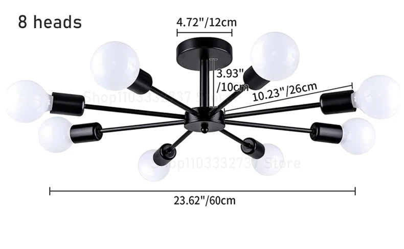 Modern Black Chandelier | Iron E27 Ceiling Light for Living & Dining Rooms - ZOOMNSTORE