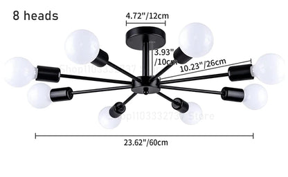 Modern Black Chandelier | Iron E27 Ceiling Light for Living & Dining Rooms - ZOOMNSTORE