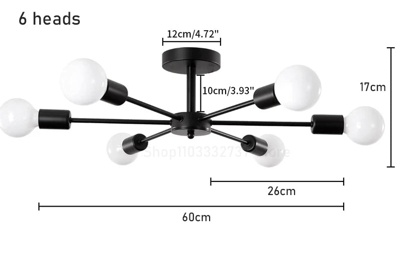 Modern Black Chandelier | Iron E27 Ceiling Light for Living & Dining Rooms - ZOOMNSTORE