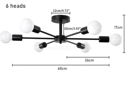 Modern Black Chandelier | Iron E27 Ceiling Light for Living & Dining Rooms - ZOOMNSTORE