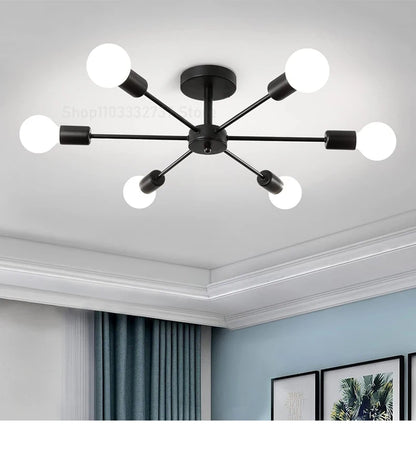 Modern Black Chandelier | Iron E27 Ceiling Light for Living & Dining Rooms - ZOOMNSTORE