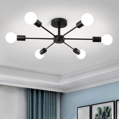 Modern Black Chandelier | Iron E27 Ceiling Light for Living & Dining Rooms - ZOOMNSTORE